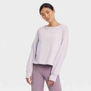 Women's Supima Cotton‎ Long Sleeve Top - All in Motion Light Purple Gray XXL
